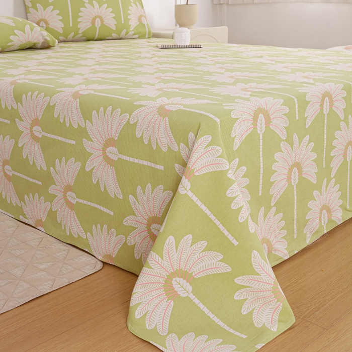 91家纺网 家纺一手货源 找家纺 红日子纺织品 2025新款直播热卖原棉老粗布印花床单三件套 向阳花开