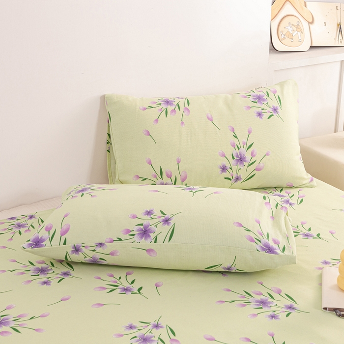 91家纺网 家纺一手货源 找家纺 红日子纺织品 2025新款直播热卖原棉老粗布印花床单三件套 镜花水月