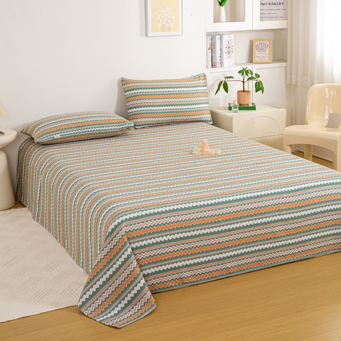 91家纺网 家纺一手货源 找家纺 红日子纺织品 2025新款直播热卖原棉老粗布印花床单三件套 亦凡