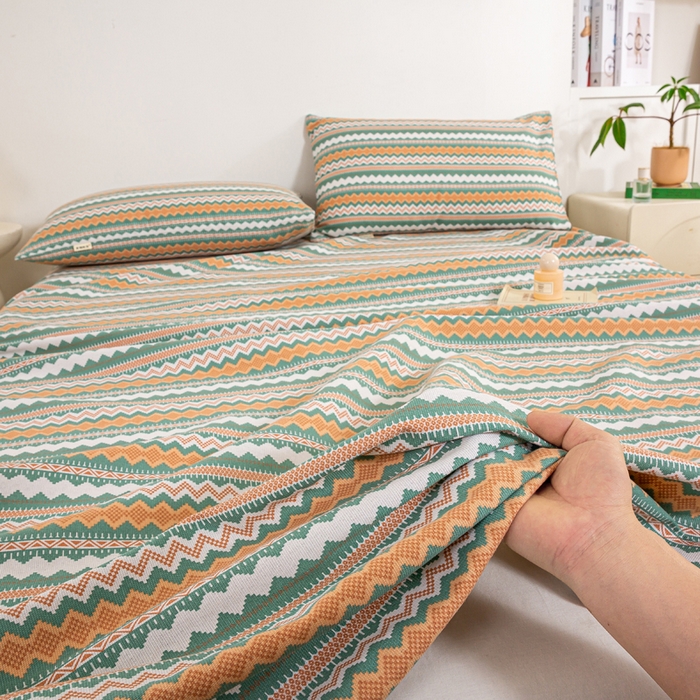 91家纺网 家纺一手货源 找家纺 红日子纺织品 2025新款直播热卖原棉老粗布印花床单三件套 亦凡