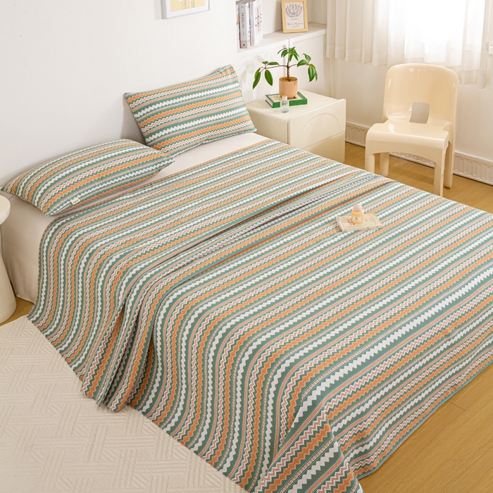 91家纺网 家纺一手货源 找家纺 红日子纺织品 2025新款直播热卖原棉老粗布印花床单三件套 亦凡