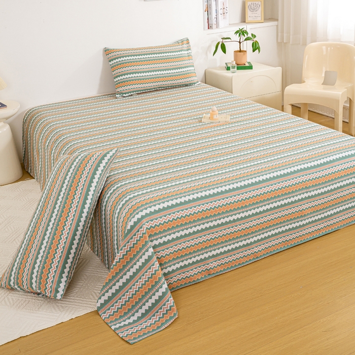 91家纺网 家纺一手货源 找家纺 红日子纺织品 2025新款直播热卖原棉老粗布印花床单三件套 亦凡