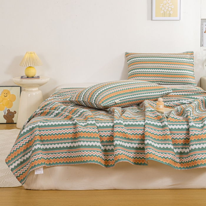 91家纺网 家纺一手货源 找家纺 红日子纺织品 2025新款直播热卖原棉老粗布印花床单三件套 亦凡