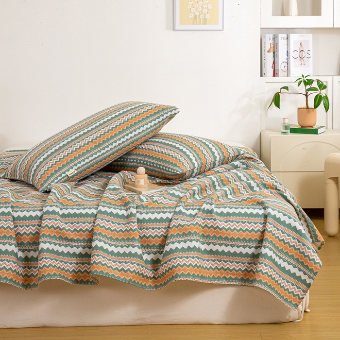 91家纺网 家纺一手货源 找家纺 红日子纺织品 2025新款直播热卖原棉老粗布印花床单三件套 亦凡