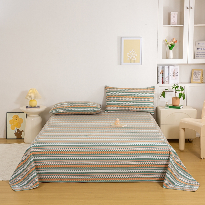 91家纺网 家纺一手货源 找家纺 红日子纺织品 2025新款直播热卖原棉老粗布印花床单三件套 亦凡