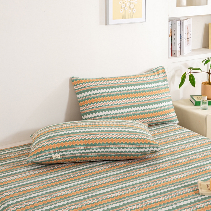 91家纺网 家纺一手货源 找家纺 红日子纺织品 2025新款直播热卖原棉老粗布印花床单三件套 亦凡