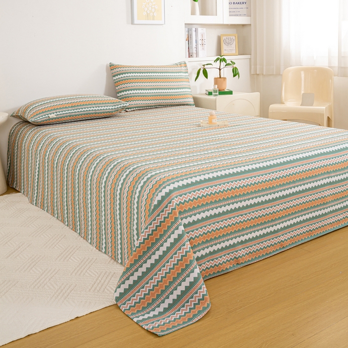 91家纺网 家纺一手货源 找家纺 红日子纺织品 2025新款直播热卖原棉老粗布印花床单三件套 亦凡