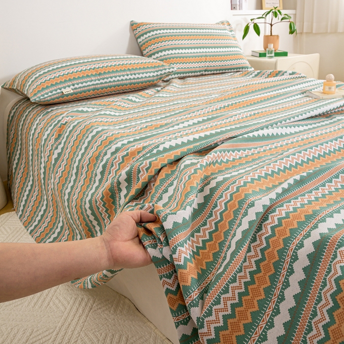 91家纺网 家纺一手货源 找家纺 红日子纺织品 2025新款直播热卖原棉老粗布印花床单三件套 亦凡