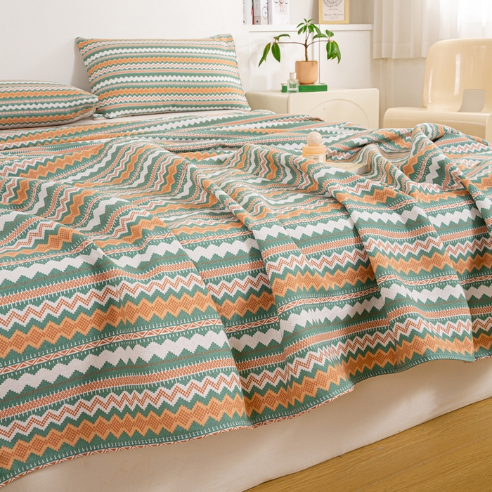 91家纺网 家纺一手货源 找家纺 红日子纺织品 2025新款直播热卖原棉老粗布印花床单三件套 亦凡