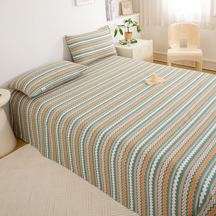 91家纺网 家纺一手货源 找家纺 红日子纺织品 2025新款直播热卖原棉老粗布印花床单三件套 亦凡