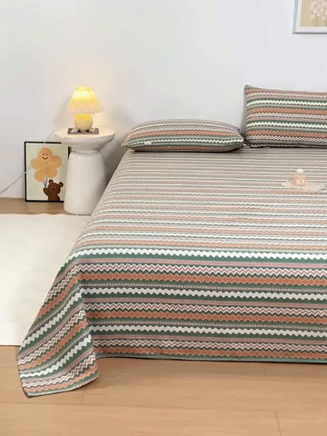 91家纺网 家纺一手货源 找家纺 红日子纺织品 2025新款直播热卖原棉老粗布印花床单三件套 亦凡