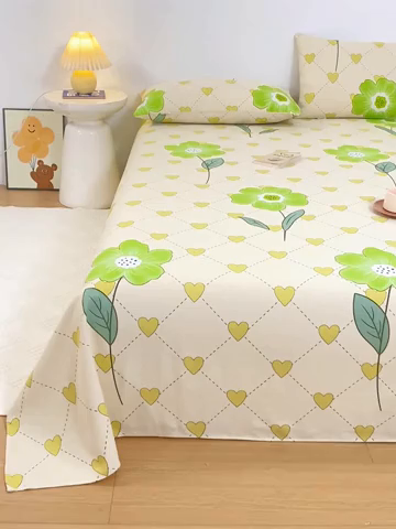 91家纺网 家纺一手货源 找家纺 红日子纺织品 2025新款直播热卖原棉老粗布印花床单三件套 花清香