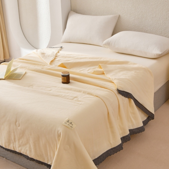 91家纺网 家纺一手货源 找家纺 （总）金艾草 2025新款纯棉纱布棉花单夏被夏凉被空调被