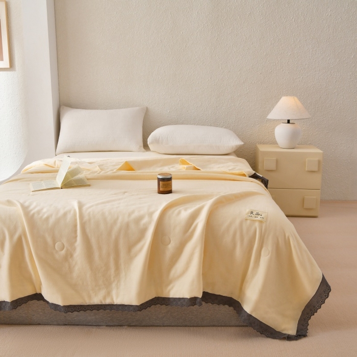 91家纺网 家纺一手货源 找家纺 （总）金艾草 2025新款纯棉纱布棉花单夏被夏凉被空调被