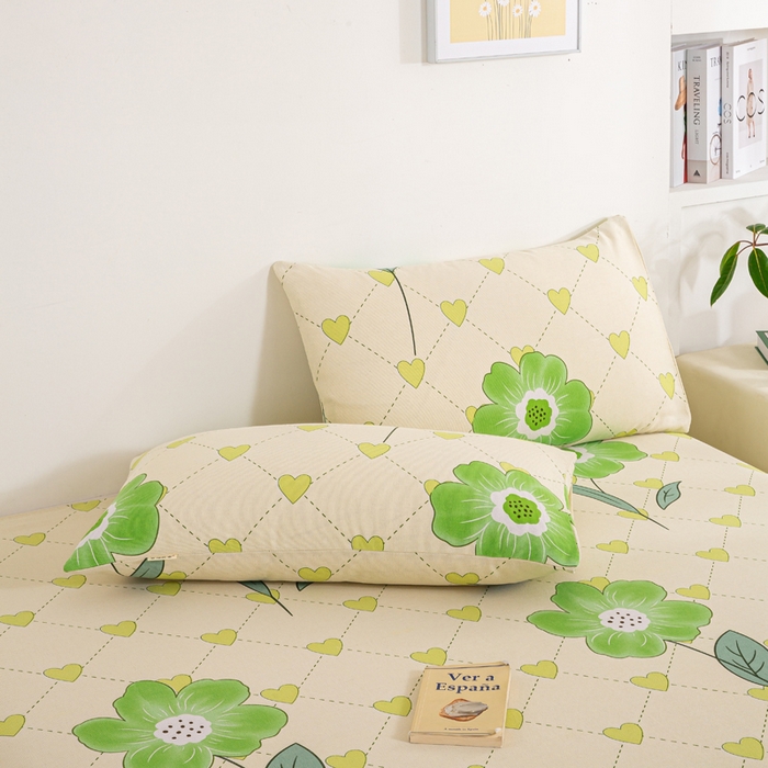 91家纺网 家纺一手货源 找家纺 红日子纺织品 2025新款直播热卖原棉老粗布印花床单三件套 花清香