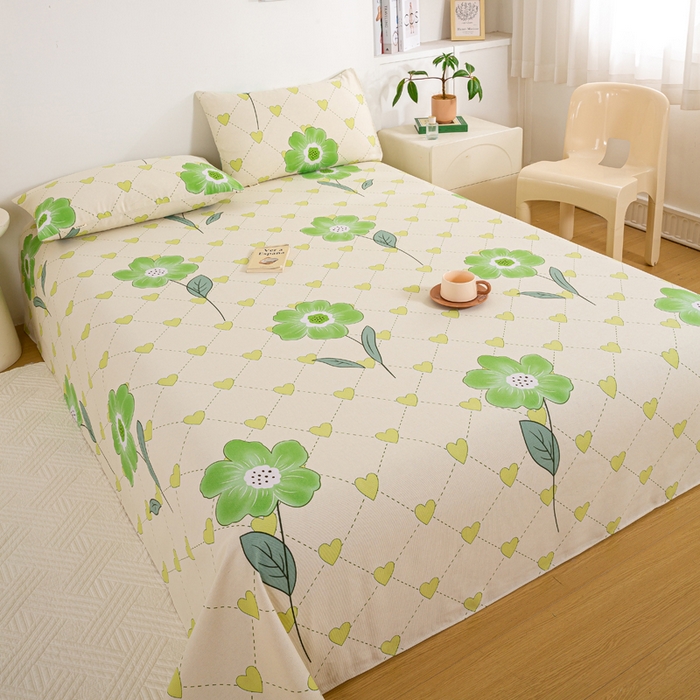 91家纺网 家纺一手货源 找家纺 红日子纺织品 2025新款直播热卖原棉老粗布印花床单三件套 花清香