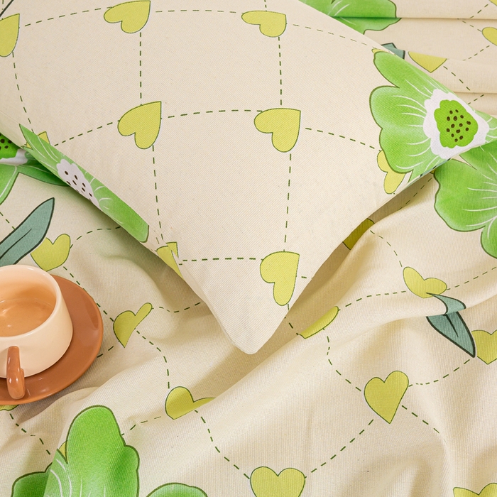 91家纺网 家纺一手货源 找家纺 红日子纺织品 2025新款直播热卖原棉老粗布印花床单三件套 花清香