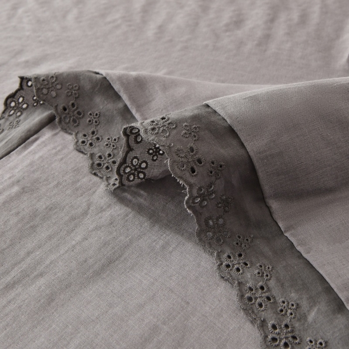 91家纺网 家纺一手货源 找家纺 金艾草 2025新款纯棉纱布棉花单夏被夏凉被空调被 灰色（花边款）