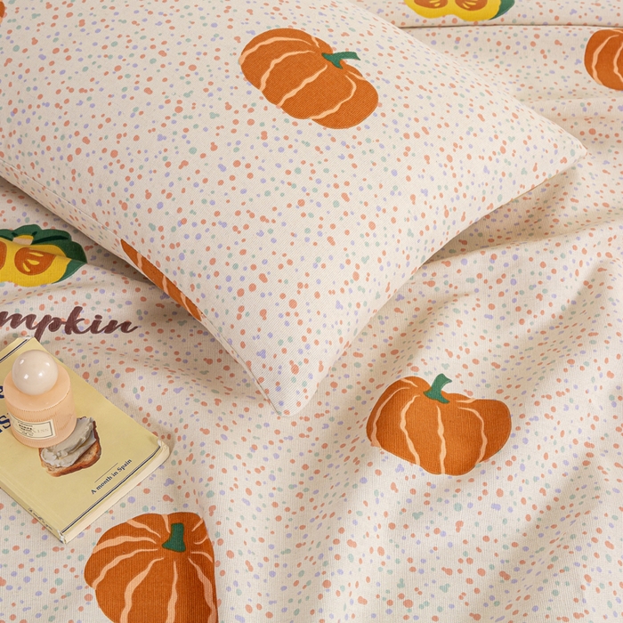 91家纺网 家纺一手货源 找家纺 红日子纺织品 2025新款直播热卖原棉老粗布印花床单三件套 柿柿如意