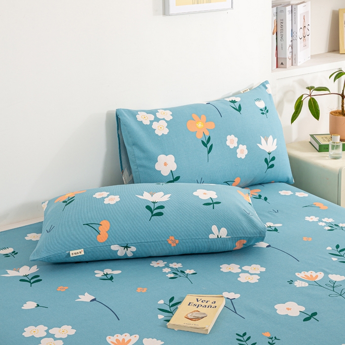 91家纺网 家纺一手货源 找家纺 红日子纺织品 2025新款直播热卖原棉老粗布印花床单三件套 如夏