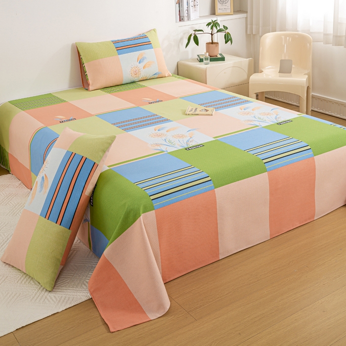 91家纺网 家纺一手货源 找家纺 红日子纺织品 2025新款直播热卖原棉老粗布印花床单三件套 如梦