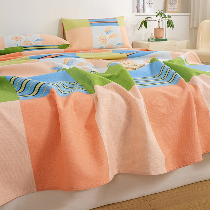 91家纺网 家纺一手货源 找家纺 红日子纺织品 2025新款直播热卖原棉老粗布印花床单三件套 如梦