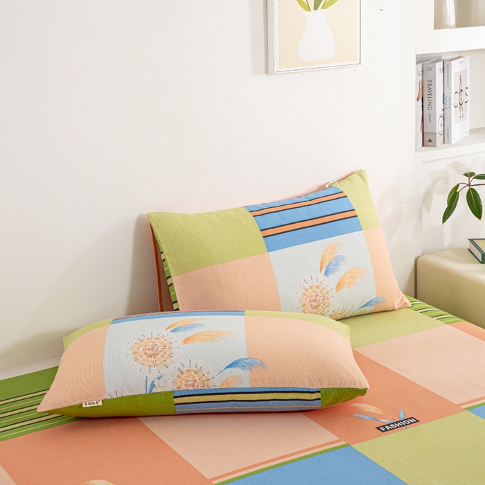 91家纺网 家纺一手货源 找家纺 红日子纺织品 2025新款直播热卖原棉老粗布印花床单三件套 如梦