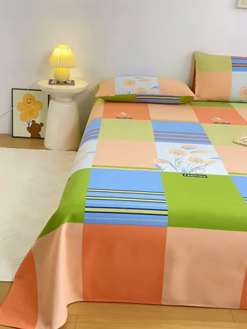 91家纺网 家纺一手货源 找家纺 红日子纺织品 2025新款直播热卖原棉老粗布印花床单三件套 如梦