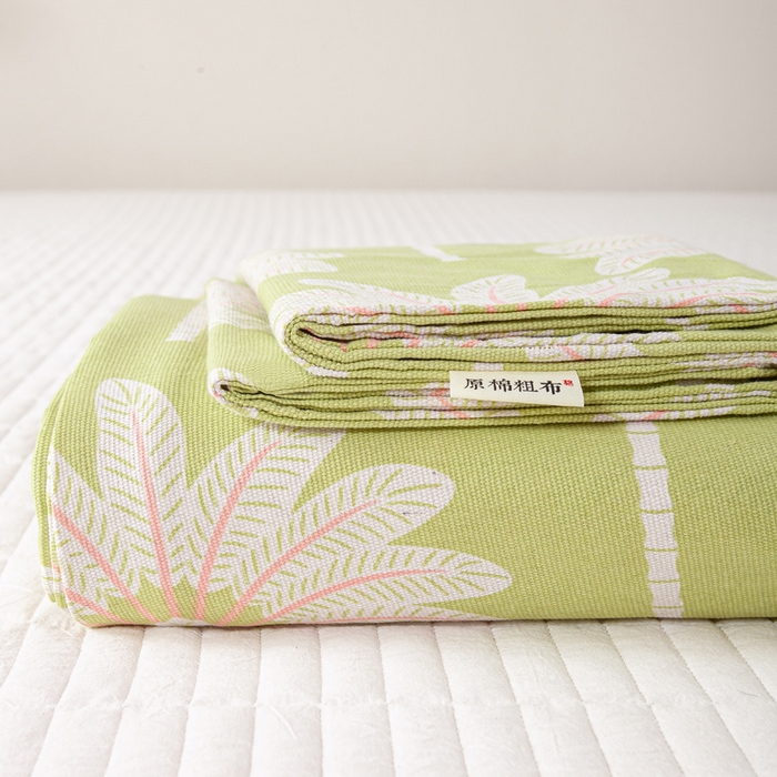 91家纺网 家纺一手货源 找家纺 红日子纺织品 2025新款直播热卖原棉老粗布印花床单三件套 向阳花开