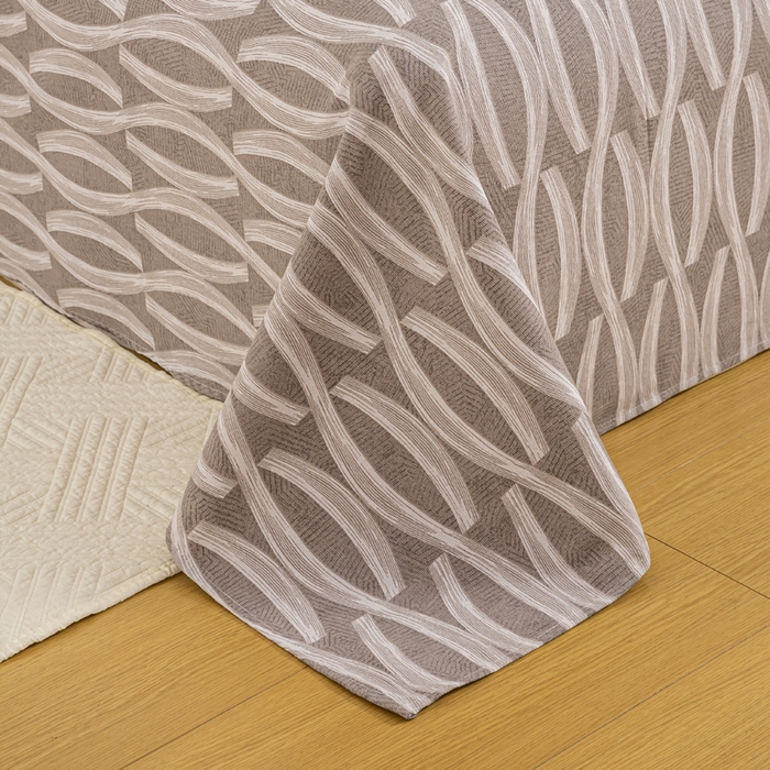 91家纺网 家纺一手货源 找家纺 红日子纺织品 2025新款直播热卖原棉老粗布印花床单三件套 缪斯-灰