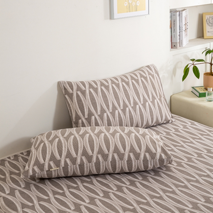 91家纺网 家纺一手货源 找家纺 红日子纺织品 2025新款直播热卖原棉老粗布印花床单三件套 缪斯-灰