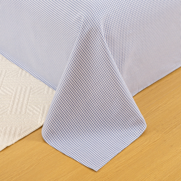 91家纺网 家纺一手货源 找家纺 红日子纺织品 2025新款直播热卖原棉老粗布印花床单三件套 蓝格