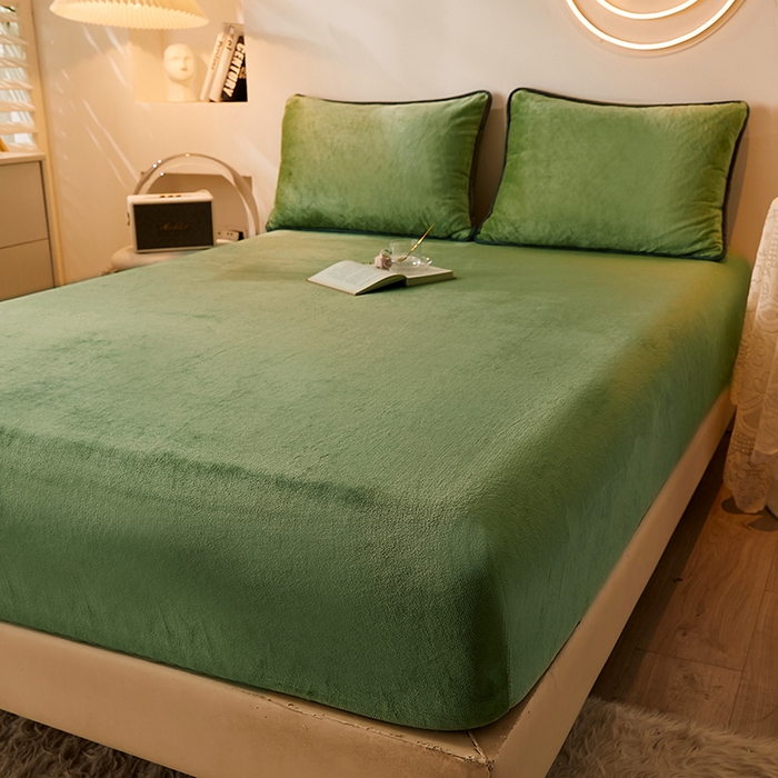 91家纺网 家纺一手货源 找家纺 （总）耐思家纺 2023新款牛奶绒单面床笠  床笠 三件套