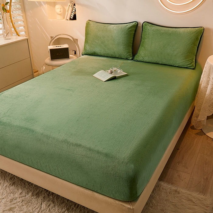 91家纺网 家纺一手货源 找家纺 （总）耐思家纺 2023新款牛奶绒单面床笠  床笠 三件套