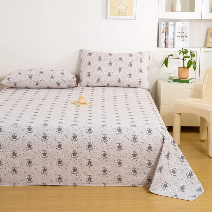 91家纺网 家纺一手货源 找家纺 红日子纺织品 2025新款直播热卖原棉老粗布印花床单三件套 加州阳光