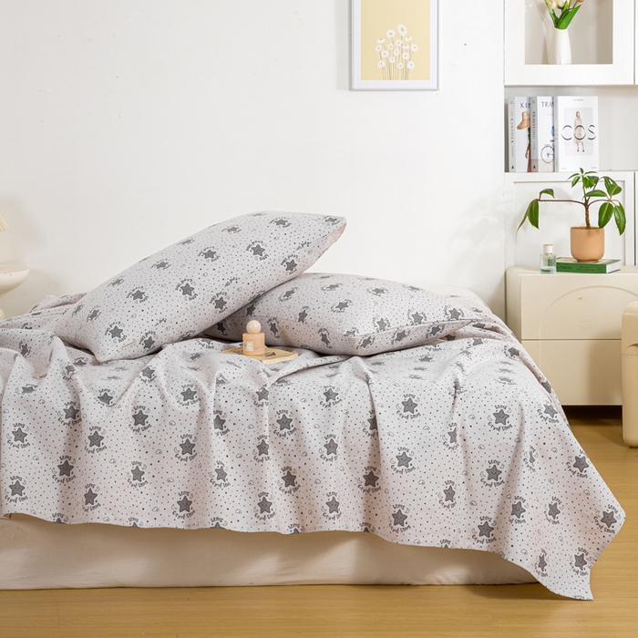 91家纺网 家纺一手货源 找家纺 红日子纺织品 2025新款直播热卖原棉老粗布印花床单三件套 加州阳光