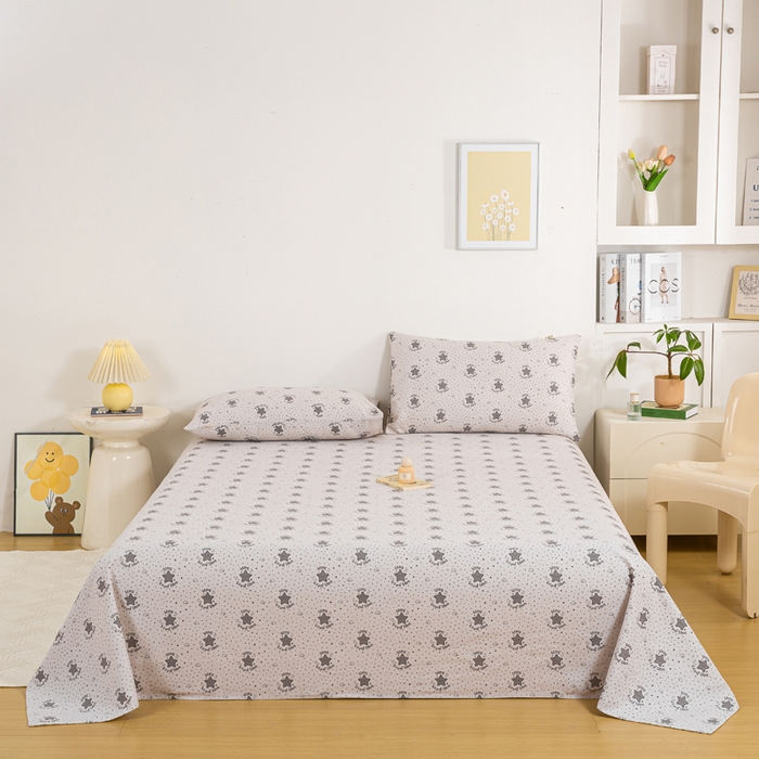 91家纺网 家纺一手货源 找家纺 红日子纺织品 2025新款直播热卖原棉老粗布印花床单三件套 加州阳光