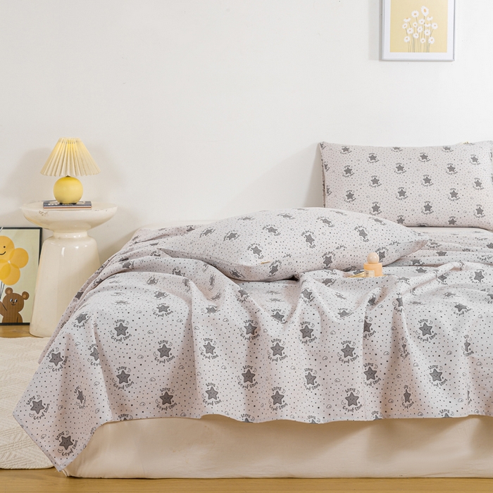 91家纺网 家纺一手货源 找家纺 红日子纺织品 2025新款直播热卖原棉老粗布印花床单三件套 加州阳光