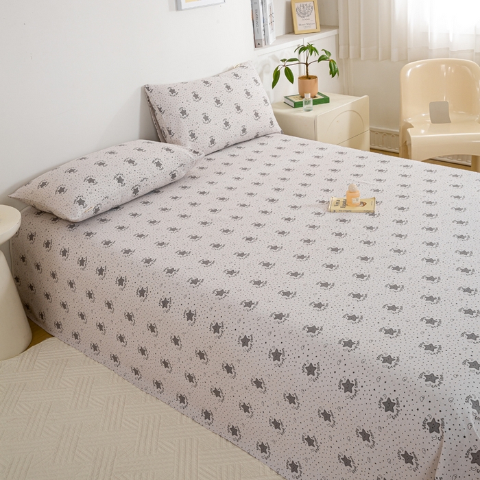 91家纺网 家纺一手货源 找家纺 红日子纺织品 2025新款直播热卖原棉老粗布印花床单三件套 加州阳光