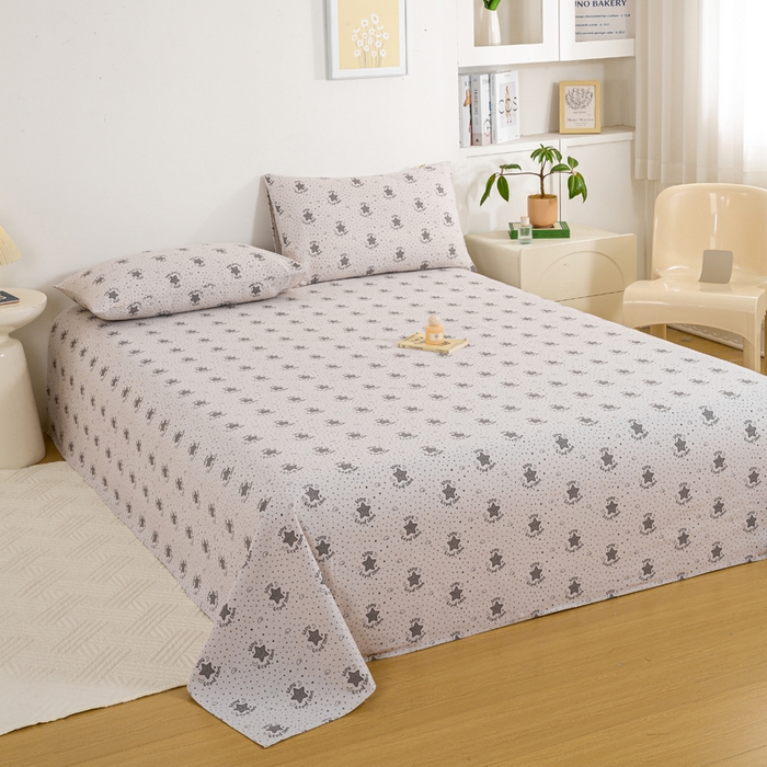 91家纺网 家纺一手货源 找家纺 红日子纺织品 2025新款直播热卖原棉老粗布印花床单三件套 加州阳光