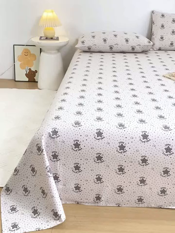 91家纺网 家纺一手货源 找家纺 红日子纺织品 2025新款直播热卖原棉老粗布印花床单三件套 加州阳光