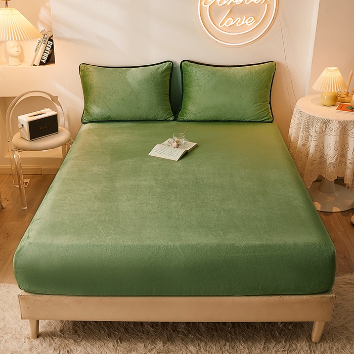 91家纺网 家纺一手货源 找家纺 （总）耐思家纺 2023新款牛奶绒单面床笠  床笠 三件套