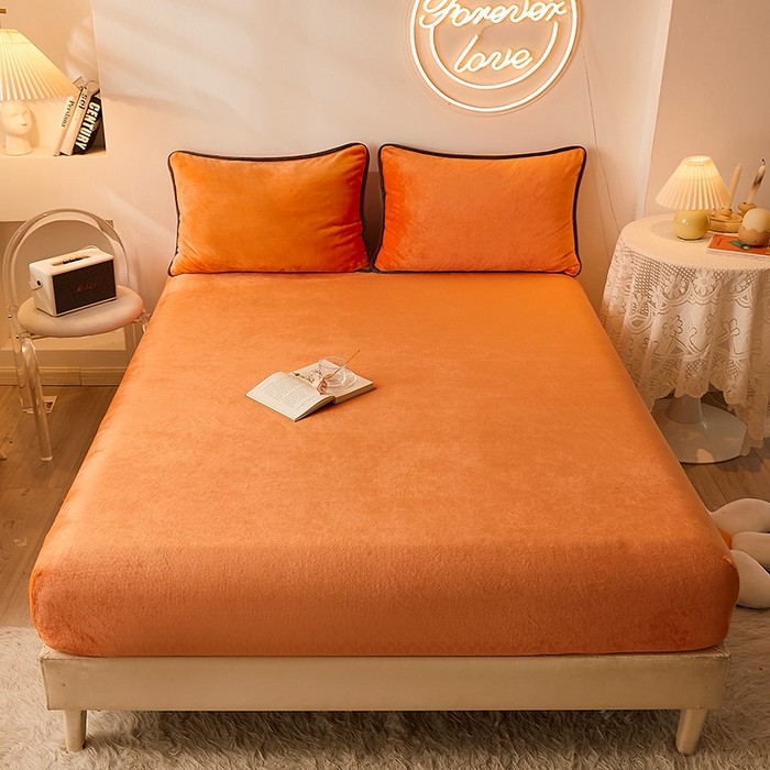 91家纺网 家纺一手货源 找家纺 （总）耐思家纺 2023新款牛奶绒单面床笠  床笠 三件套