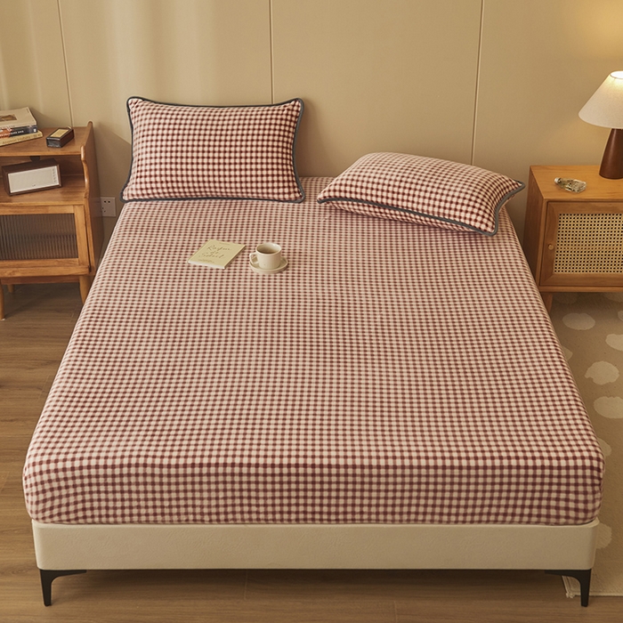 91家纺网 家纺一手货源 找家纺 （总）耐思家纺 2023新款牛奶绒单面床笠  床笠 三件套