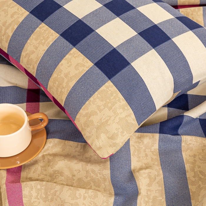 91家纺网 家纺一手货源 找家纺 红日子纺织品 2025新款直播热卖原棉老粗布印花床单三件套 巴宝莉-咖