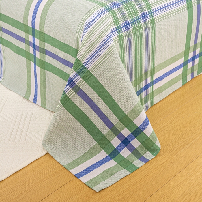 91家纺网 家纺一手货源 找家纺 红日子纺织品 2025新款直播热卖原棉老粗布印花床单三件套 巴宝莉-绿