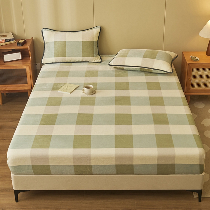 91家纺网 家纺一手货源 找家纺 （总）耐思家纺 2023新款牛奶绒单面床笠  床笠 三件套