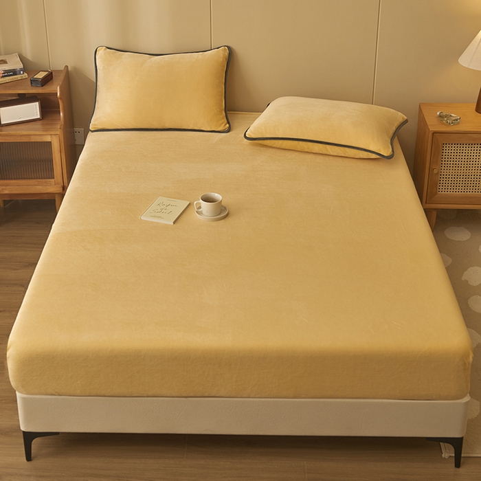 91家纺网 家纺一手货源 找家纺 （总）耐思家纺 2023新款牛奶绒单面床笠  床笠 三件套