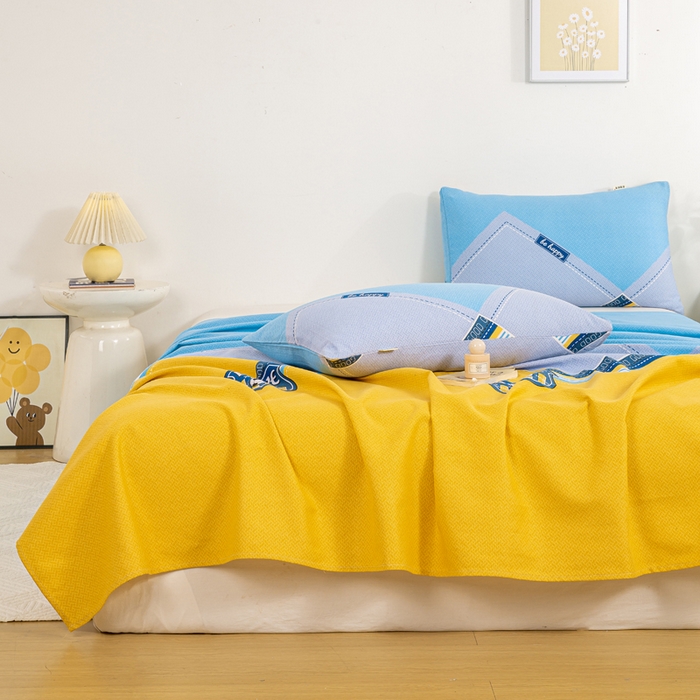 91家纺网 家纺一手货源 找家纺 红日子纺织品 2025新款直播热卖原棉老粗布印花床单三件套 盾牌