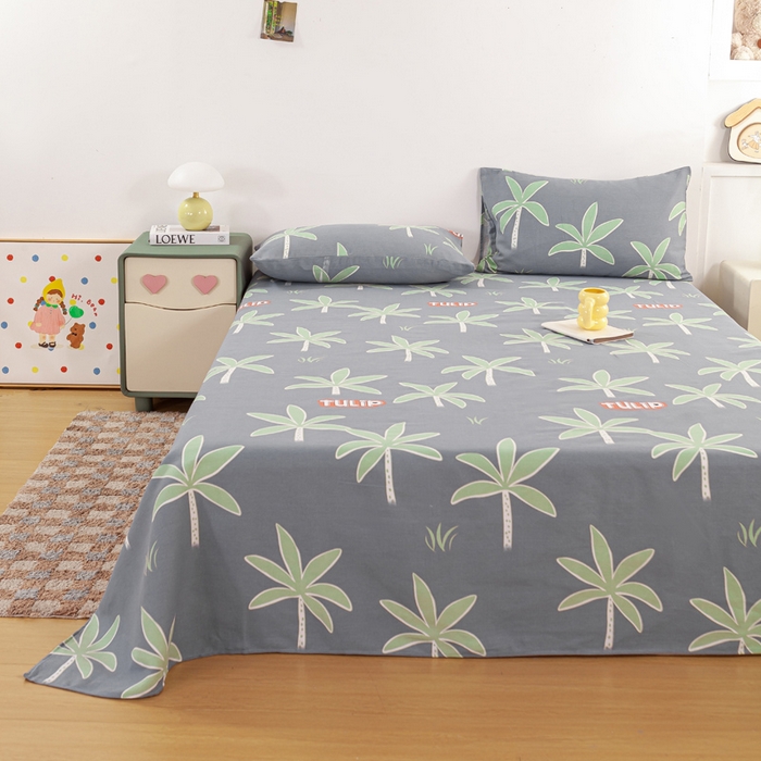 91家纺网 家纺一手货源 找家纺 红日子纺织品 2025新款直播热卖原棉老粗布印花床单三件套 柏林梦镜